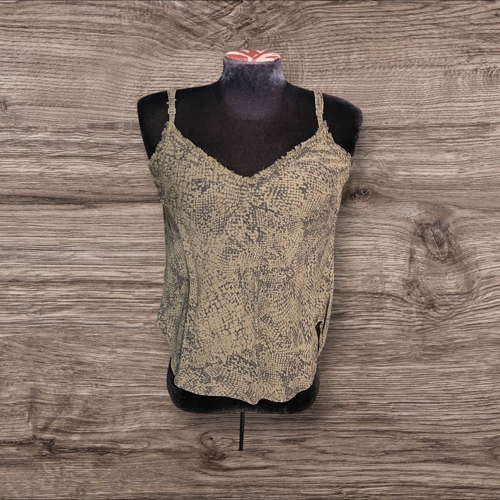 Bella Dahl Frayed Edge Cactus Tank Camisole Top Size XS Olive Green